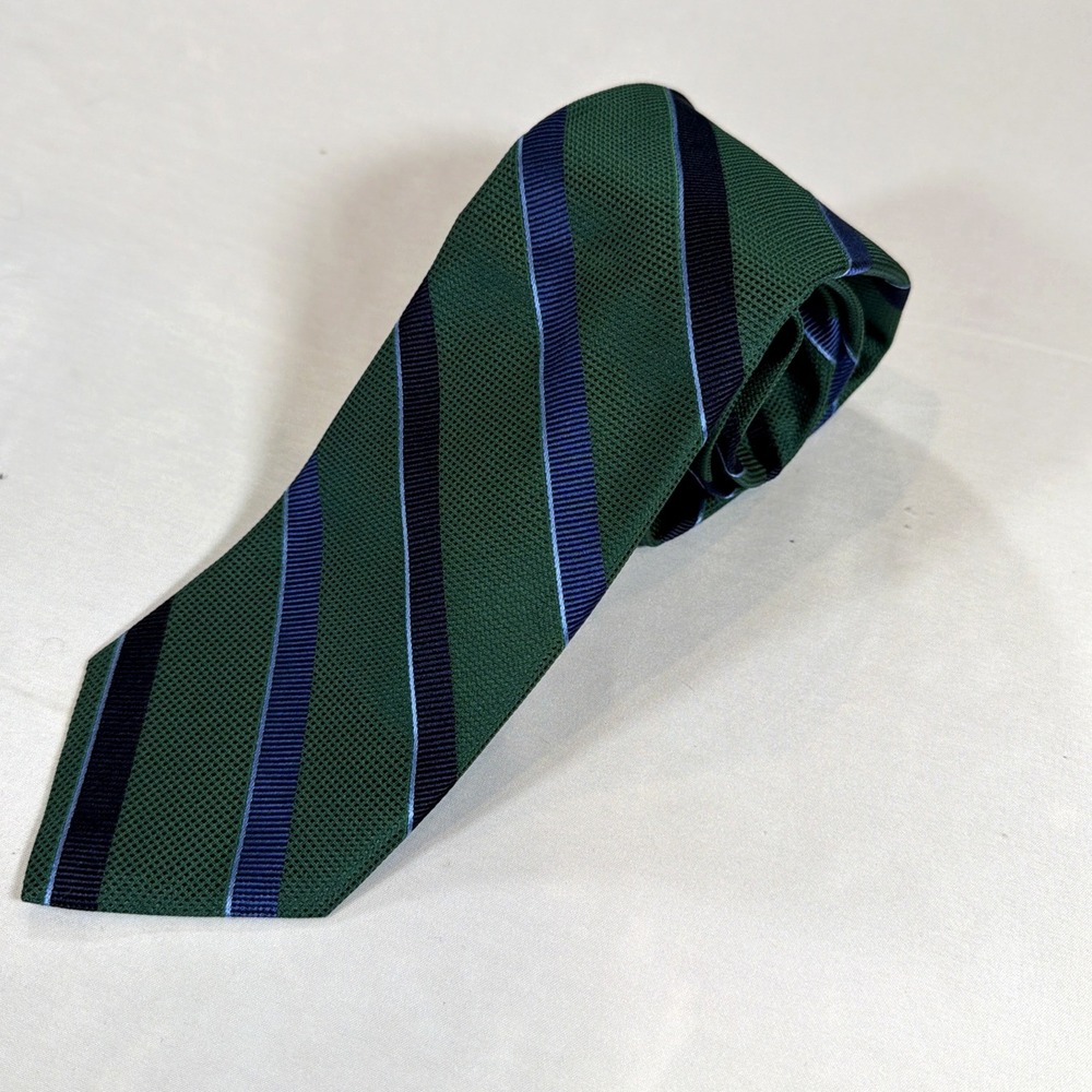 Brooks Brothers Silk Tie NWT Green Blue Striped Regimental Made USA Classic